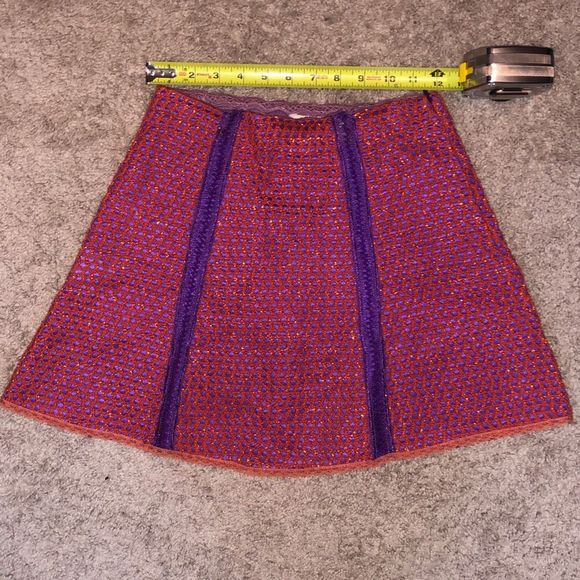 Cecilia Prado Orange Mesh Overlay Purple Mini Skirt, Size Small / Petite - Picture 11 of 12